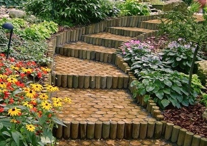 Оригинальный дизайн садовой лестницы