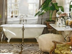Интерьер ванной комнаты в стиле сафари