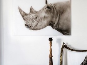 Фото носорога, украшающее стену